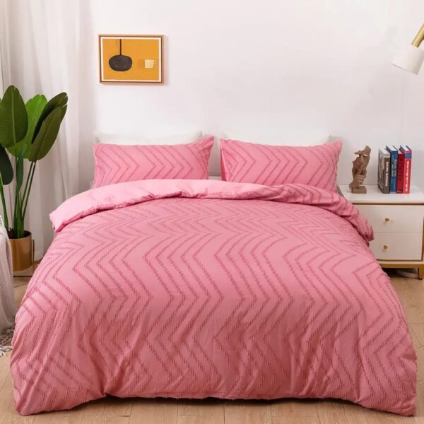 10 Luxury Tufted Wave Design Duvet Cover Set 7x8 – Soft Microfiber Bedding Set with 2 Pillowcases