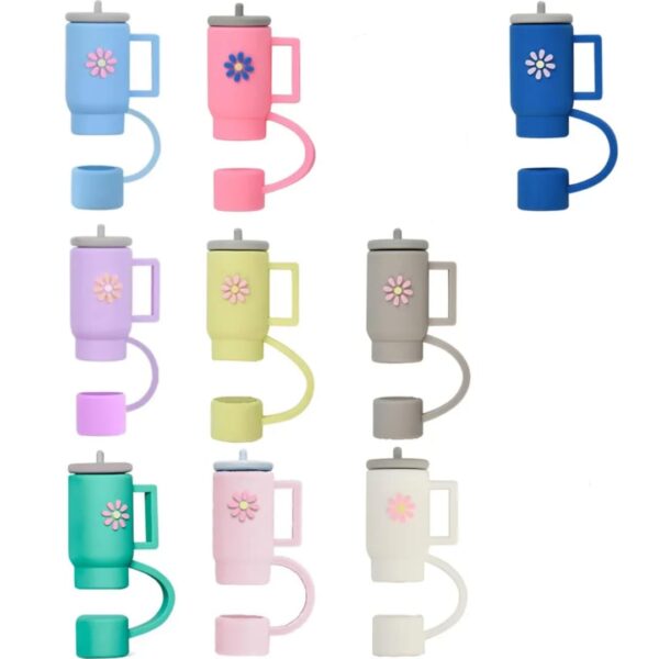 1`2 Stanley Mug Straw Topper – 3D Food Grade Silicone Straw Cover Cap Splash-Proof Reusable Straw Protector