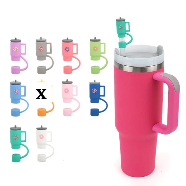 1`3 Stanley Mug Straw Topper – 3D Food Grade Silicone Straw Cover Cap Splash-Proof Reusable Straw Protector