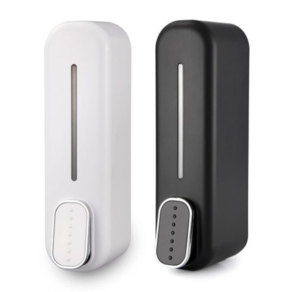 15 Wall Mounted Manual Press Soap Dispenser – Bathroom Shampoo, Soap & Shower Gel Dispenser (Black & White)