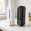 15`1 Wall Mounted Manual Press Soap Dispenser – Bathroom Shampoo, Soap & Shower Gel Dispenser (Black & White)