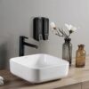 15`2 Wall Mounted Manual Press Soap Dispenser – Bathroom Shampoo, Soap & Shower Gel Dispenser (Black & White)