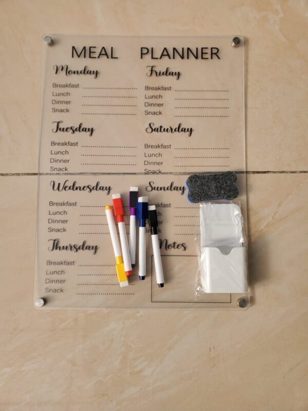 16 Fridge Magnetic Meal Planner Board 30x40cm – Weekly Meal Planner with 6 Pens, Pen Holder & Eraser
