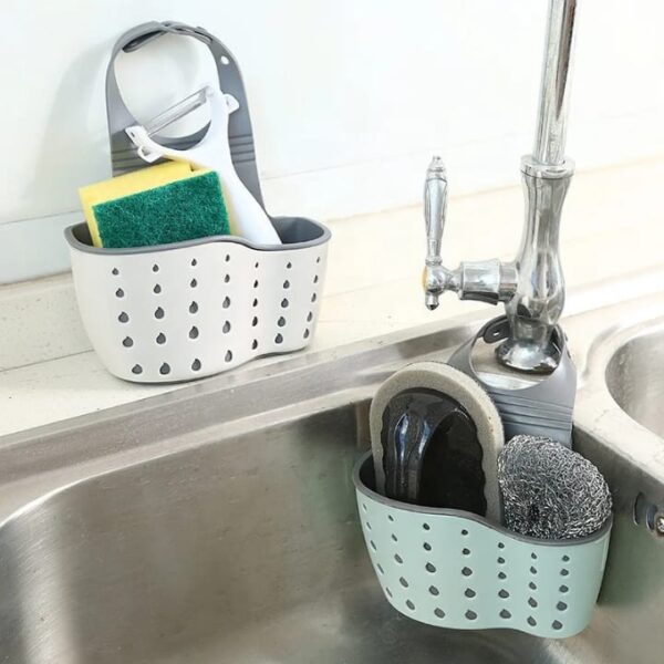 21 Double Sided Sink Sider Organizer – TPR+ABS Kitchen & Bathroom Sink Storage Rack (22x12cm)