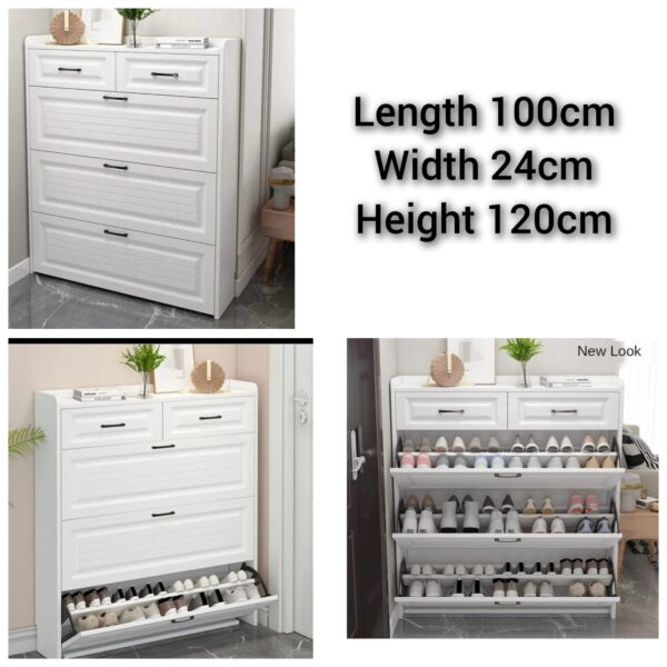 Modern Bucket Flip Shoe Cabinet – Space Saving Multi-Layer Shoe Rack for Hallway & Entryway Storage