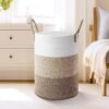 8 Big Size Cotton Rope Storage Basket with Handles – Decorative Woven Organizer for Toys, Towels & Living Room Storage
