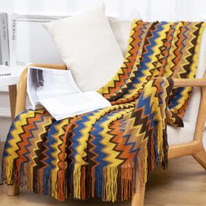 Bohemian Knitted Throw Blanket – Premium Decorative Sofa & Bed Throw (172 × 130cm)
