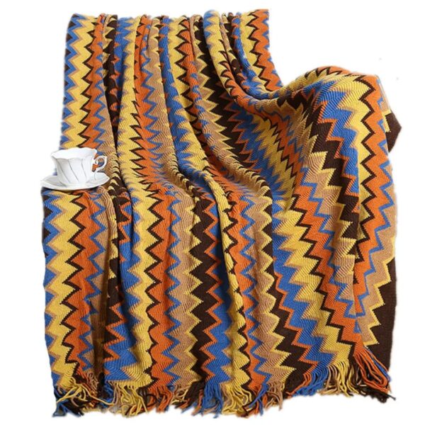 Bohemian Knitted Throw Blanket – Premium Decorative Sofa & Bed Throw (172 × 130cm)