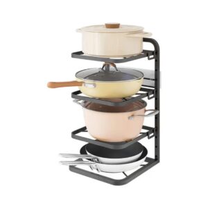 4 Layer Adjustable Pots Rack – Multi-Purpose Kitchen Organizer for Pots, Pans & Lids